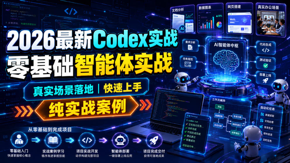 2026最新Codex实战零基础智能体实战,真实场景落地,快速上手,纯实战案例-佰因轻创网