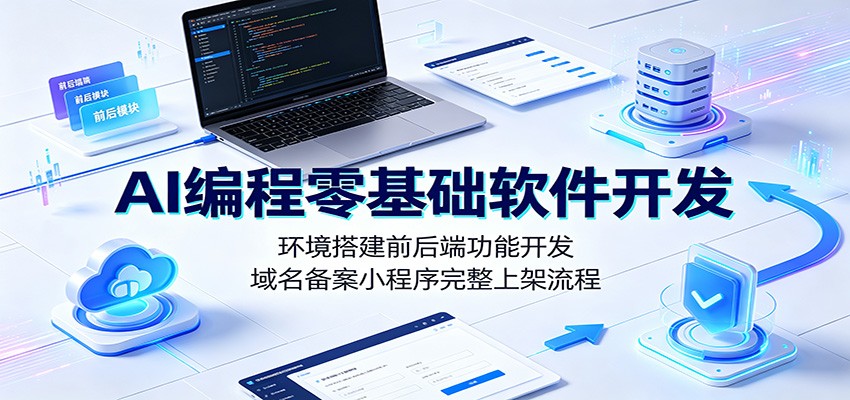 AI编程零基础软件开发：环境搭建前后端功能开发，域名备案小程序完整上架流程-佰因轻创网