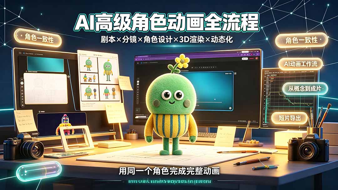 AI高级角色动画全流程：剧本×分镜×角色设计×3D渲染×动态化，从概念到成片一站式教学-佰因轻创网