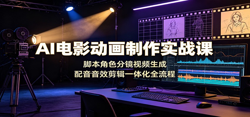 AI电影动画制作实战课：脚本角色分镜视频生成，配音音效剪辑一体化全流程-佰因轻创网