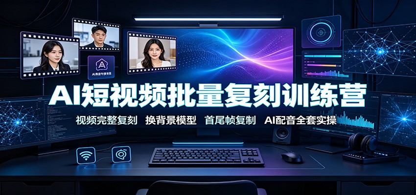 AI短视频批量复刻训练营：视频完整复刻，换背景模型、首尾帧复制、AI配音全套实操-佰因轻创网