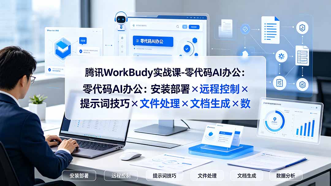 腾讯WorkBuddy实战课-零代码AI办公：安装部署×远程控制×提示词技巧×文件处理×文档生成×数据分析-佰因轻创网