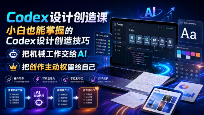 Codex设计创造课，小白也能掌握的Codex设计创造技巧，把机械工作交给AI，把创作主动权留给自己-佰因轻创网