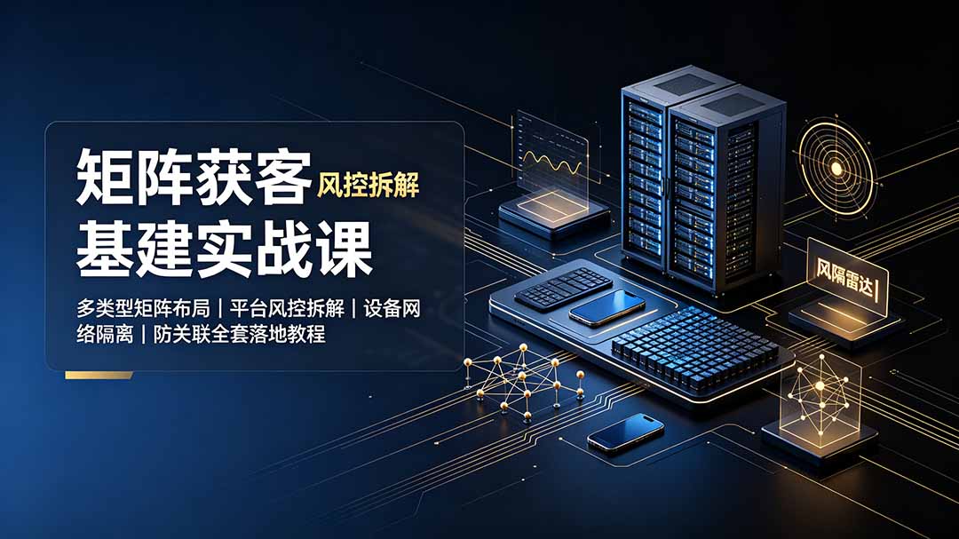 矩阵获客基建实战课：多类型矩阵布局｜平台风控拆解｜设备网络隔离｜防关联全套落地教程-佰因轻创网