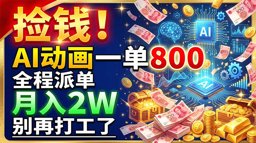 捡钱！AI动画一单800，全程派单，月入2W，别再打工了-佰因轻创网