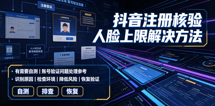 抖音注册核验人脸上限解决方法,有需要自测-佰因轻创网
