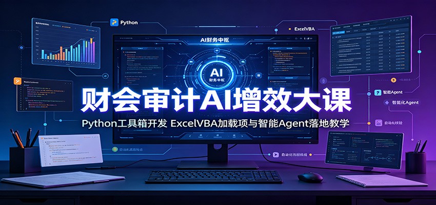 财会审计AI增效大课：Python工具箱开发，ExcelVBA加载项与智能Agent落地教学-佰因轻创网