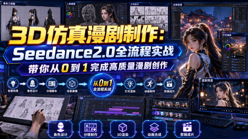 3D仿真漫剧制作：Seedance2.0全流程实战，带你从0到1完成高质量漫剧创作-佰因轻创网