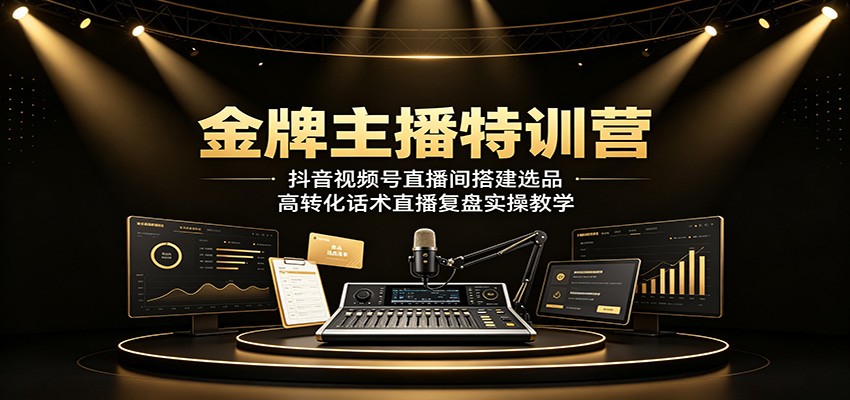 金牌主播特训营:抖音视频号直播间搭建选品,高转化话术直播复盘实操教学-佰因轻创网