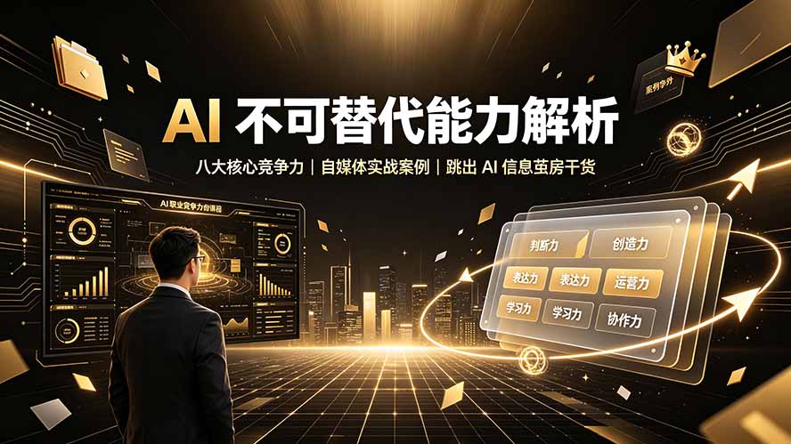 付费文章：AI 不可替代能力解析▸八大核心竞争力｜自媒体实战案例｜跳出 AI 信息茧房干货-佰因轻创网