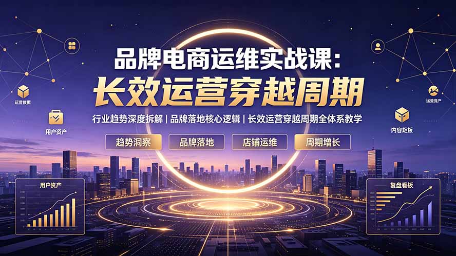 品牌电商运维实战课：行业趋势深度拆解｜品牌落地核心逻辑｜长效运营穿越周期全体系教学-佰因轻创网