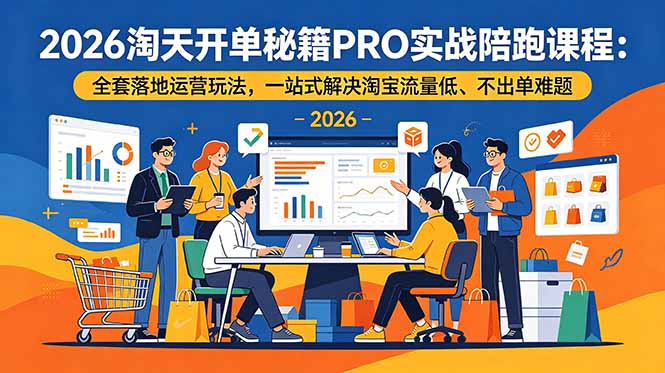 2026淘天开单秘籍PRO实战陪跑课程-更新：全套落地运营玩法，一站式解决淘宝流量低、不出单难题-佰因轻创网