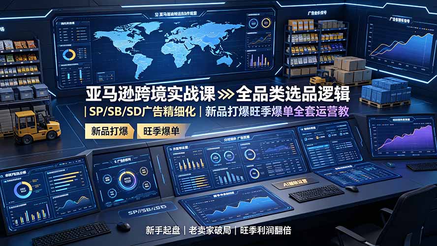 亚马逊跨境实战课：全品类选品逻辑｜SP/SB/SD广告精细化｜新品打爆旺季爆单全套运营教程-佰因轻创网