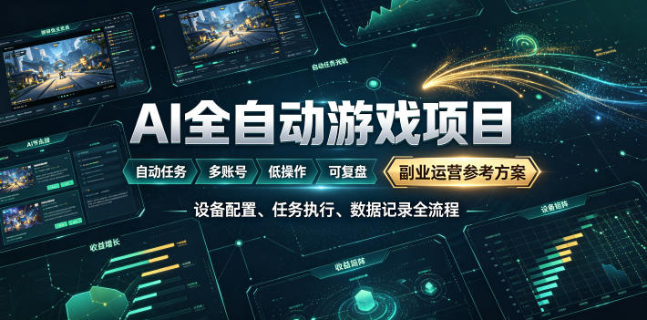AI全自动游戏躺賺副业：日入几百，稳定运行三年的项目！【揭秘】-佰因轻创网