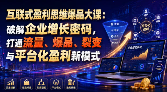 互联式盈利思维爆品大课:破解企业增长密码,打通流量、爆品、裂变与平台化盈利新模式-佰因轻创网