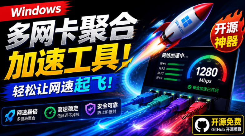 Github开源黑科技！多网卡网速聚合加速工具，一键让你的电脑网速起飞，这感觉也太爽了HypoMux-佰因轻创网