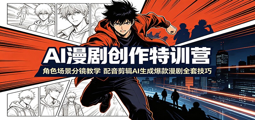 AI漫剧创作特训营:角色场景分镜教学,配音剪辑AI生成爆款漫剧全套技巧-佰因轻创网