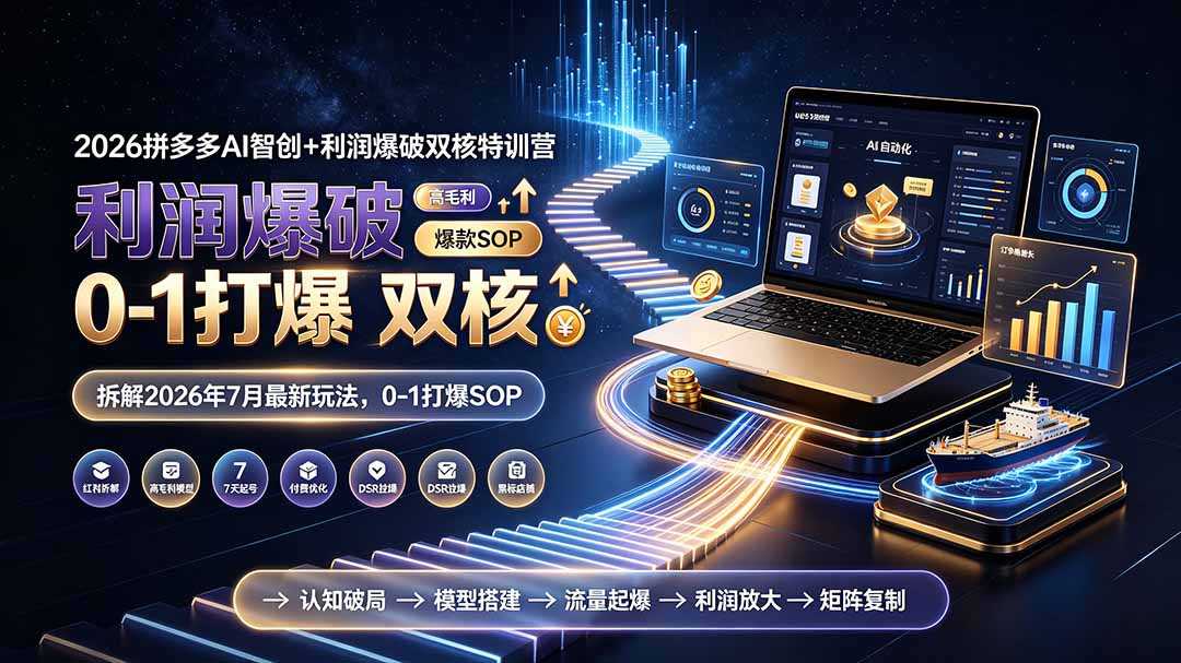 2026拼多多AI智创+利润爆破双核特训营-更新：拆解2026年7月最新玩法，0-1打爆SOP-佰因轻创网