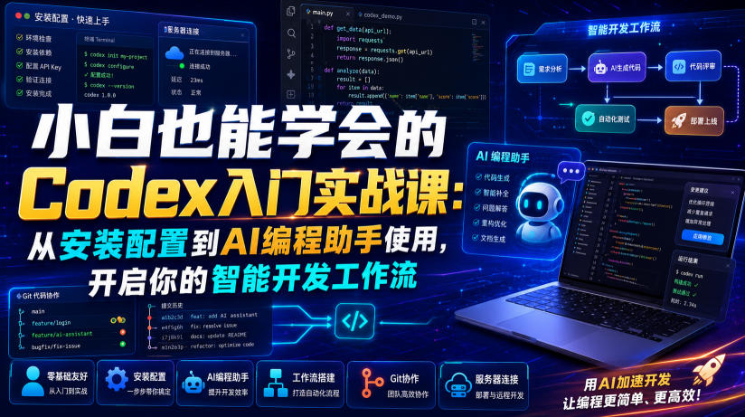 小白也能学会的Codex入门实战课：从安装配置到AI编程助手使用，开启你的智能开发工作流-佰因轻创网