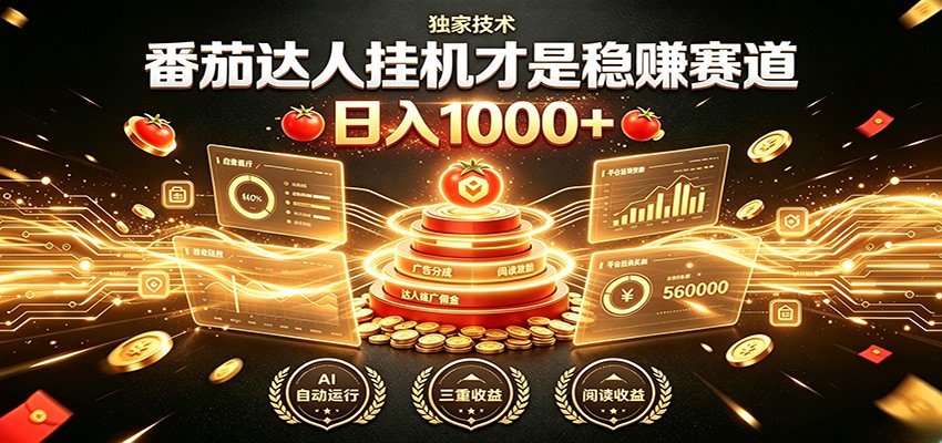 别再瞎找副业！番茄达人挂机才是稳赚赛道 日入1000+-佰因轻创网