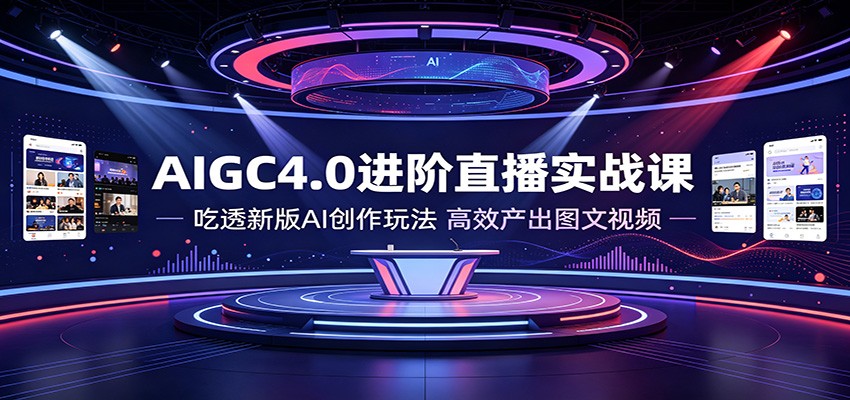 AIGC4.0进阶直播实战课：吃透新版AI创作玩法，高效产出图文视频-佰因轻创网