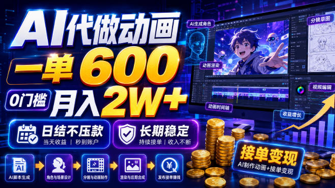 AI代做动画，一单600，0门槛月入2W+，日结不压款，长期稳定【揭秘】-佰因轻创网