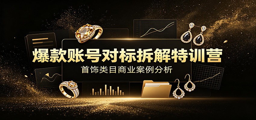 爆款账号对标拆解特训营：首饰类目商业案例分析，配套完整资料内容-佰因轻创网