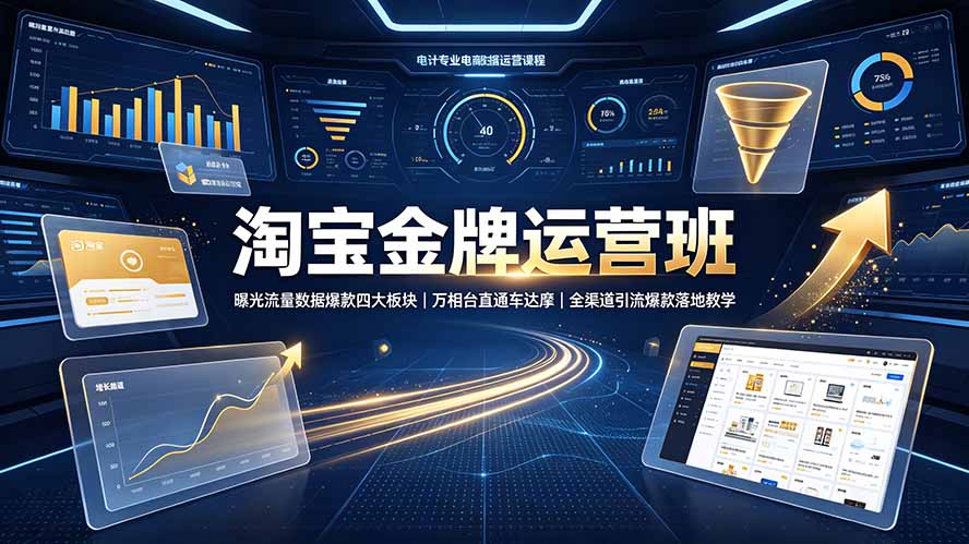 淘宝金牌运营班-7月：曝光流量数据爆款四大板块｜万相台直通车达摩｜全渠道引流爆款落地教学-佰因轻创网