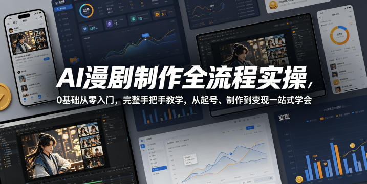 AI漫剧制作全流程实操，0基础从零入门，完整手把手教学，从起号、制作到变现一站式学会(更新)-佰因轻创网