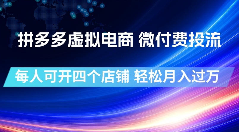 拼多多虚拟电商，微付费投流玩法，每人可开四个店，轻松月入过1W【揭秘】-佰因轻创网