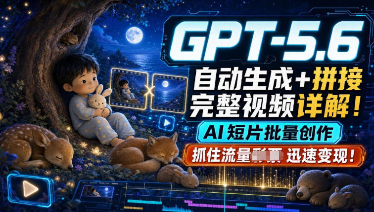 GPT-5.6自动生成＋拼接完整视频详解，AI短片批量创作，抓住流量迅速变现！-佰因轻创网