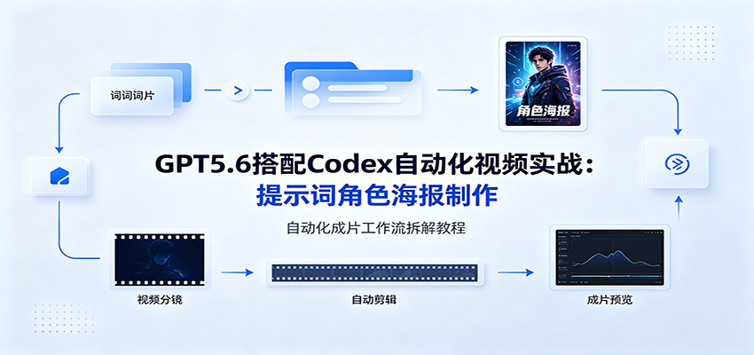 GPT5.6搭配Codex自动化视频实战：提示词角色海报制作，自动化成片工作流拆解教程-佰因轻创网