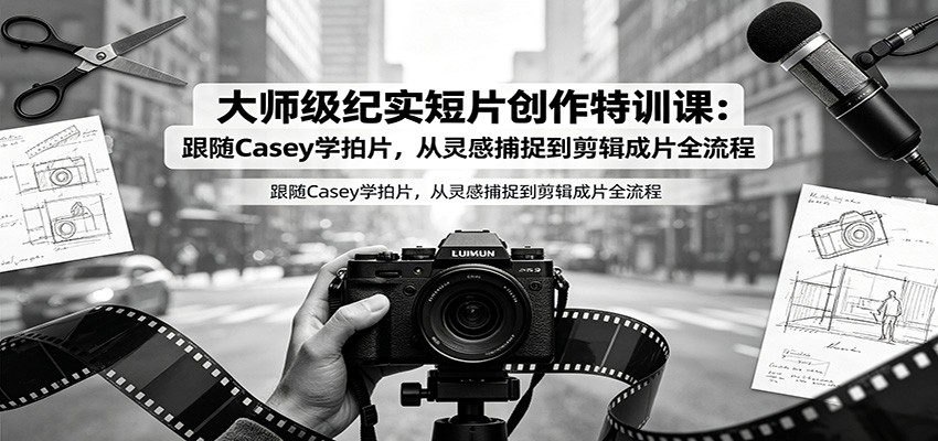 大师级纪实短片创作特训课：跟随Casey学拍片，从灵感捕捉到剪辑成片全流程-佰因轻创网