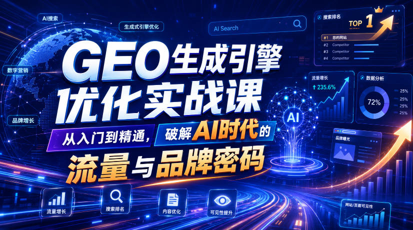 GEO生成引擎优化实战课，从入门到精通，破解AI时代的流量与品牌密码-佰因轻创网
