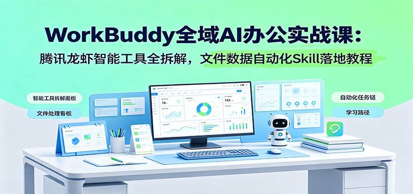 WorkBuddy全域AI办公实战课：腾讯龙虾智能工具全拆解，文件数据自动化Skill落地教程-佰因轻创网