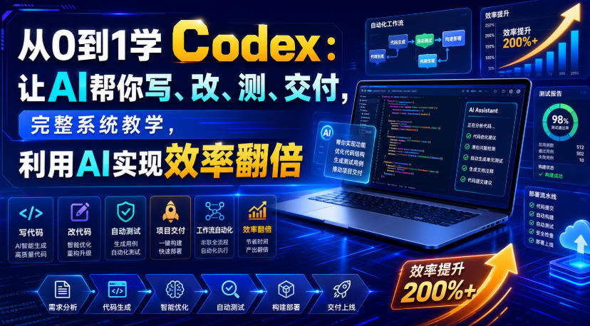 从0到1学Codex:让AI帮你写、改、测、交付,完整系统教学,利用AI实现效率翻倍-佰因轻创网