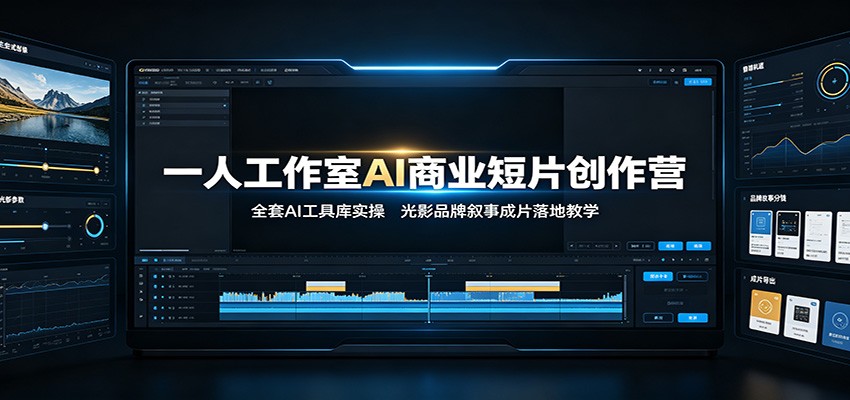 一人工作室AI商业短片创作营：全套AI工具库实操，光影品牌叙事成片落地教学-佰因轻创网