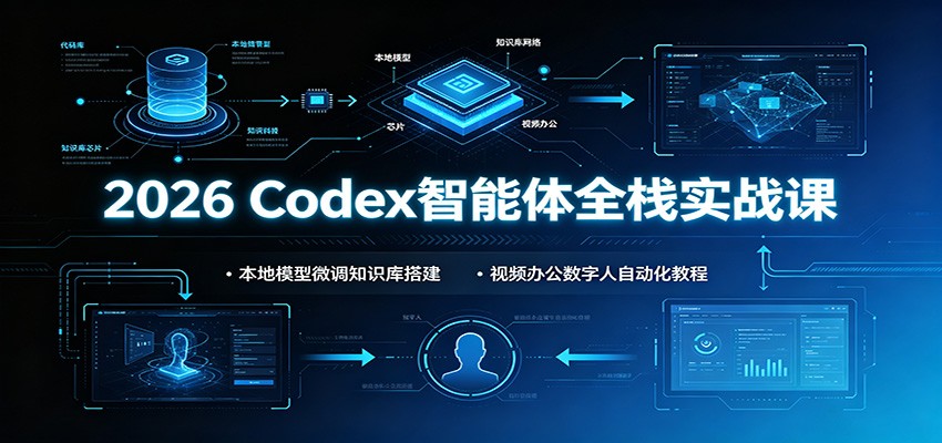 2026 Codex智能体全栈实战课：本地模型微调知识库搭建，视频办公数字人自动化教程-佰因轻创网