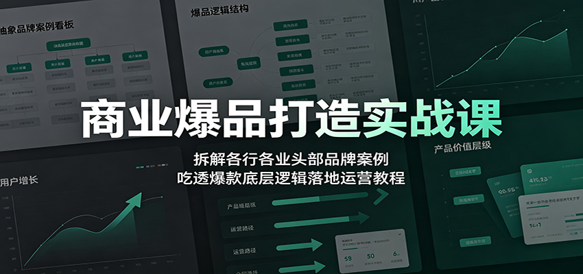 商业爆品打造实战课：拆解各行各业头部品牌案例，吃透爆款底层逻辑落地运营教程-佰因轻创网