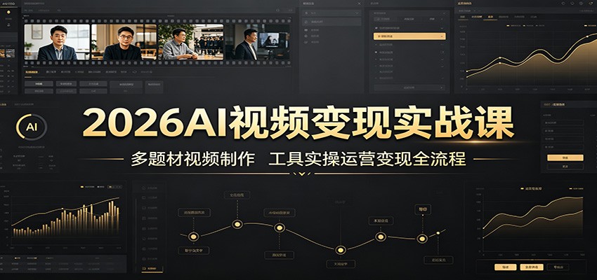 2026AI视频变现实战课：多题材视频制作，工具实操运营变现全流程-佰因轻创网