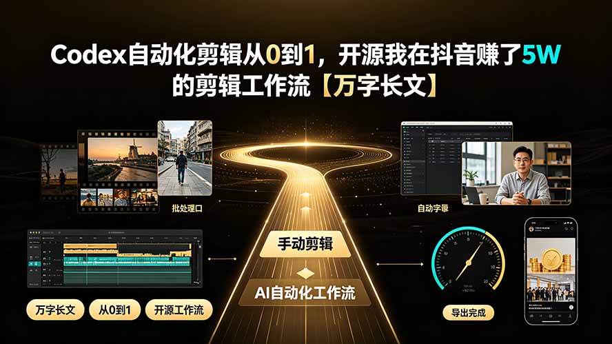 Codex自动化剪辑从0到1，开源我在抖音赚了5W 的剪辑工作流【万字长文】-佰因轻创网