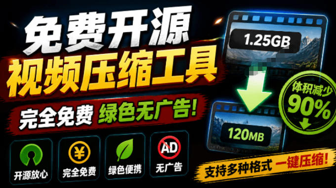 Github开源视频压缩瘦身工具，轻松压缩90%，并保持画质清晰，完全免费绿色无广告！VideoSlim-佰因轻创网