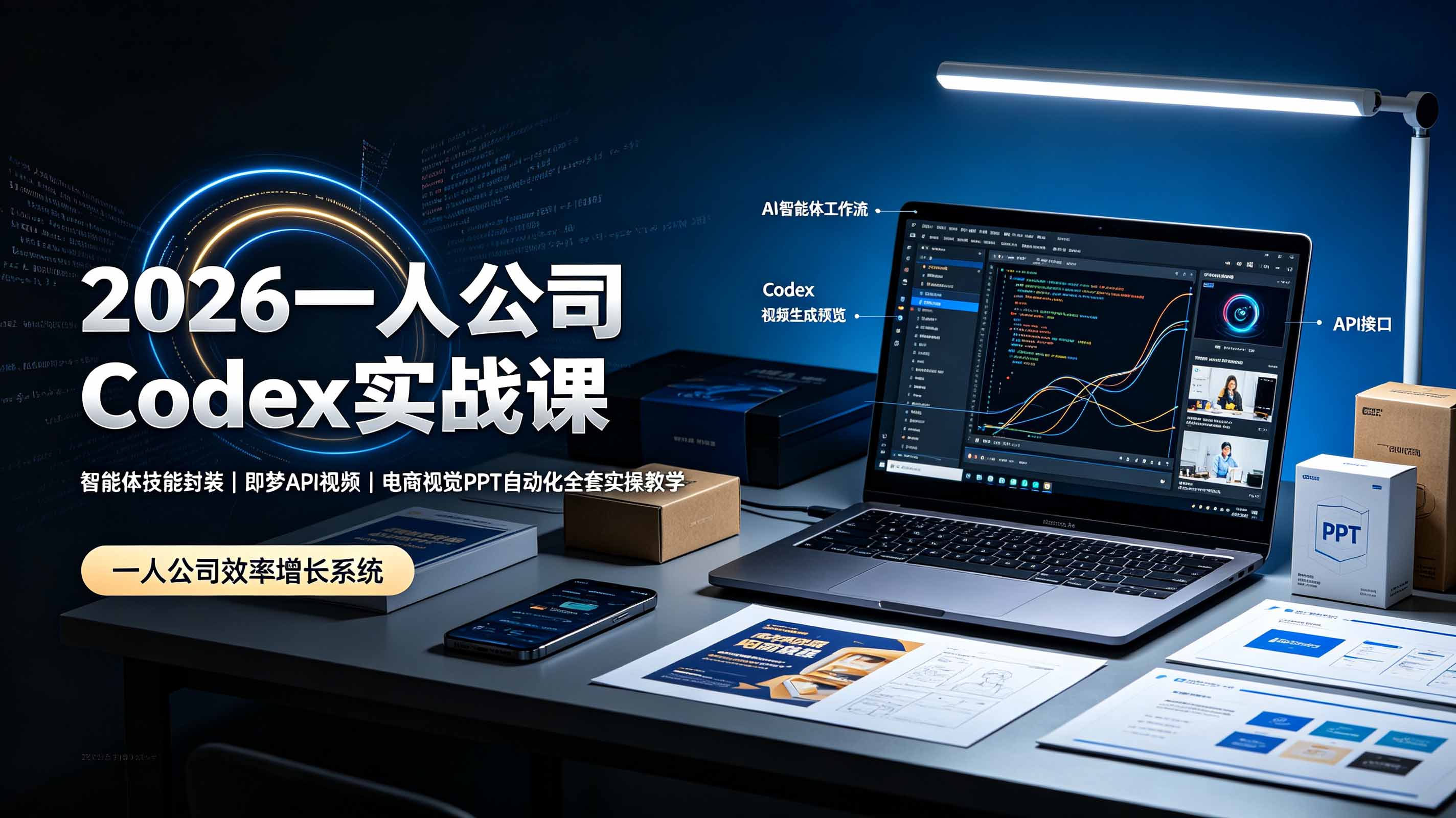 2026一人公司Codex实战课◆智能体技能封装｜即梦API视频｜电商视觉PPT自动化全套实操教学-佰因轻创网