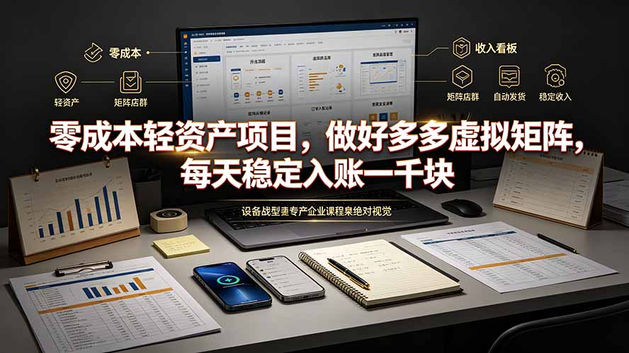 零成本轻资产项目，做好多多虚拟矩阵，每天稳定入账一千块-佰因轻创网