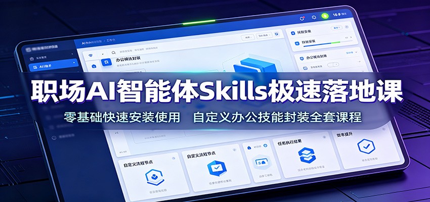 职场AI智能体Skills极速落地课：零基础快速安装使用，自定义办公技能封装全套课程-佰因轻创网