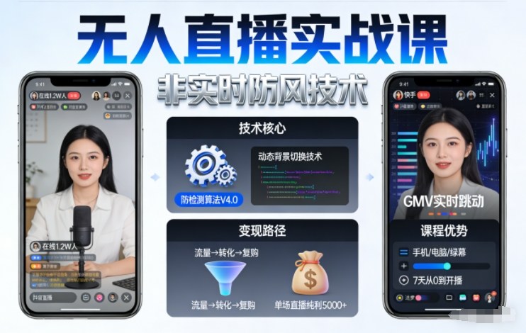 宝子哥无人直播实战课，非实时防风技术，聚焦抖音快手等平台直播带货，轻松开启直播变现之路(更新2026年07月24日)-佰因轻创网
