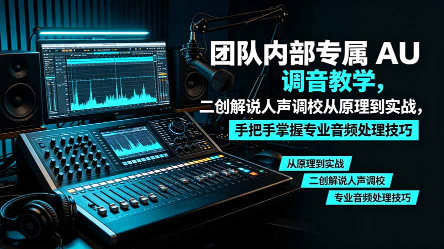 某大佬团队内部专属 AU 调音教学，二创解说人声调校从原理到实战，手把手掌握专业音频处理技巧-佰因轻创网