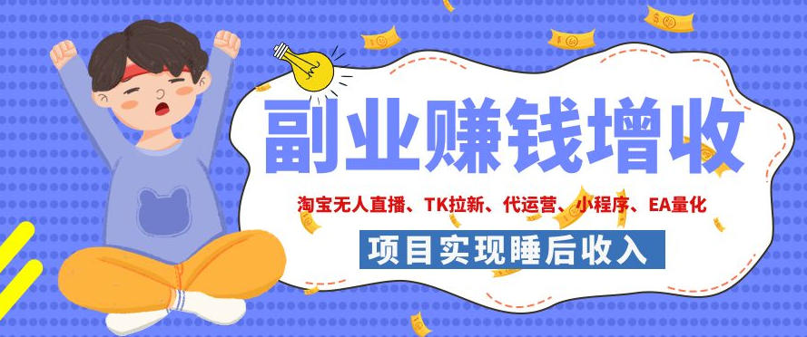 2026年多个真实落地副业项目,手把手带你搭建被动收入管道(淘宝无人直播、海外TK拉新、CSGO饰品交易、去水印小程序等)【揭秘】-佰因轻创网