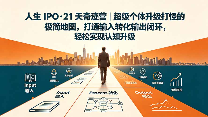 人生 IPO-21 天奇迹营｜超级个体升级打怪的极简地图，打通输入转化输出闭环，轻松实现认知升级-佰因轻创网