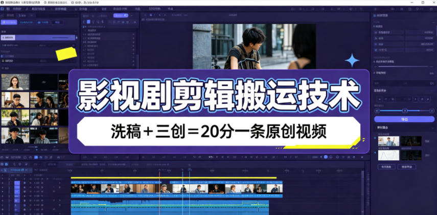 影视剧剪辑搬运技术，洗稿+三创=20分一条原创视频-佰因轻创网